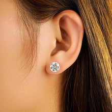 Load image into Gallery viewer, Classic Round Moissanite Studs on Model