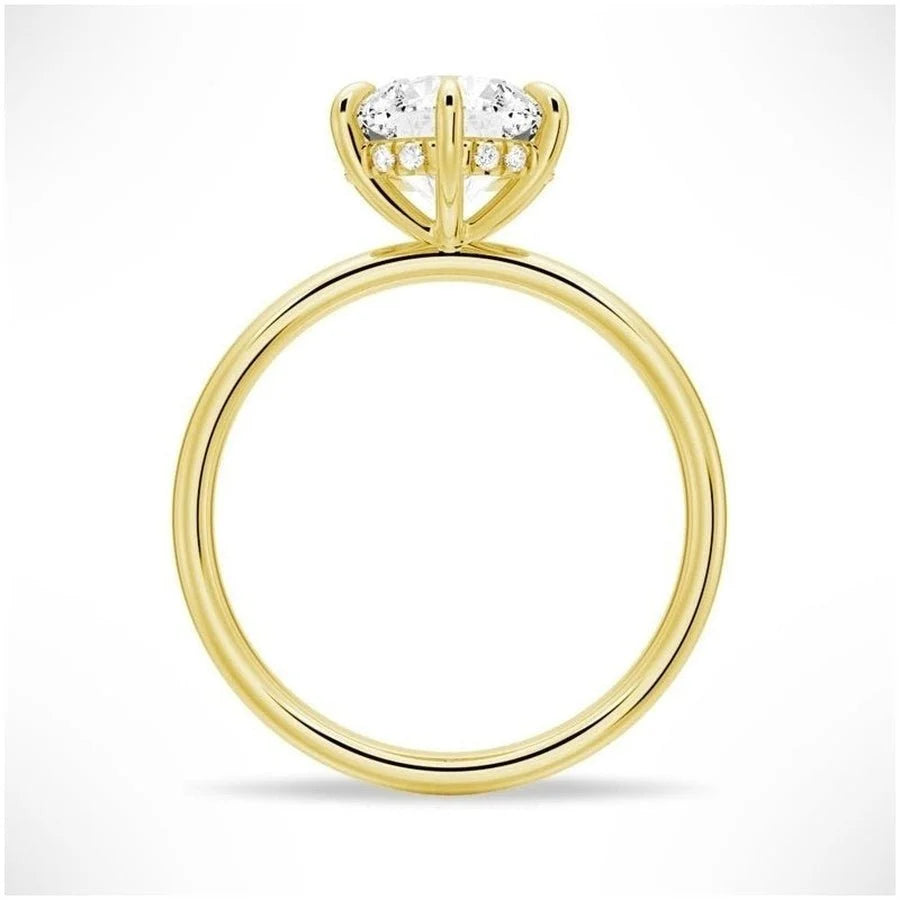 Six-Prong Round Moissanite Solitaire Engagement Ring | Tikonemus Jewelry