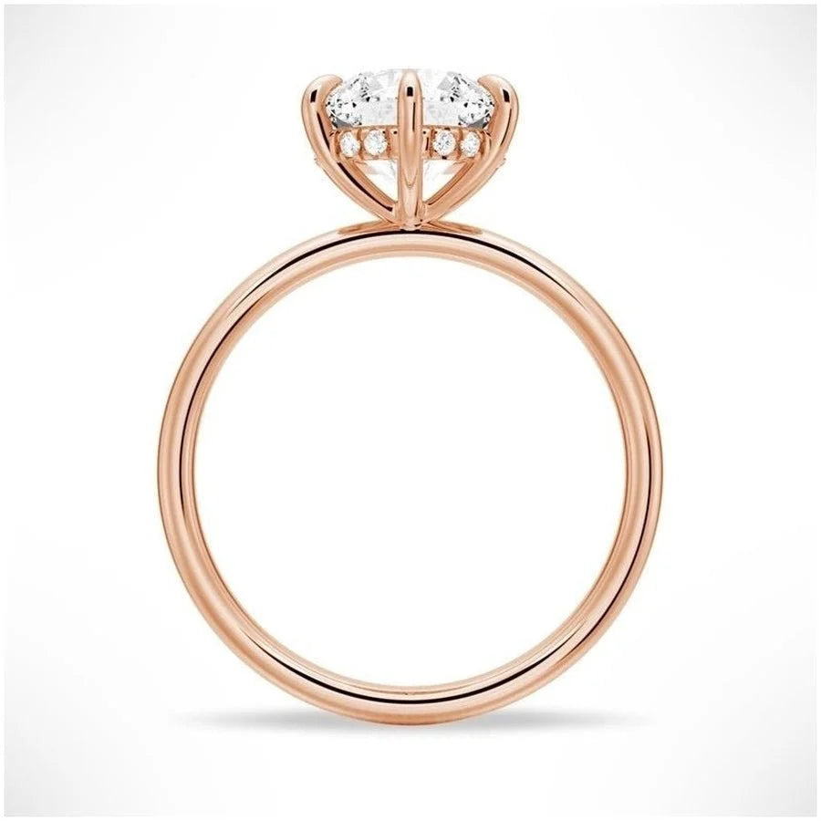 Six-Prong Round Moissanite Solitaire Engagement Ring | Tikonemus Jewelry