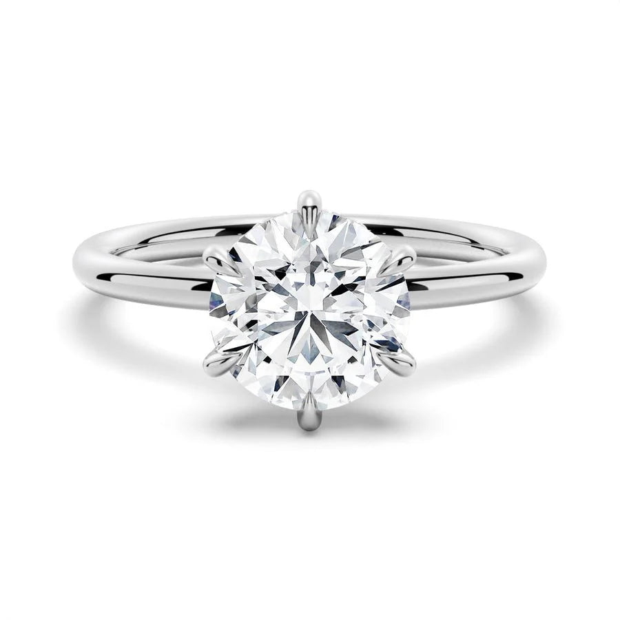 Six-Prong Round Cut Moissanite Solitaire Ring