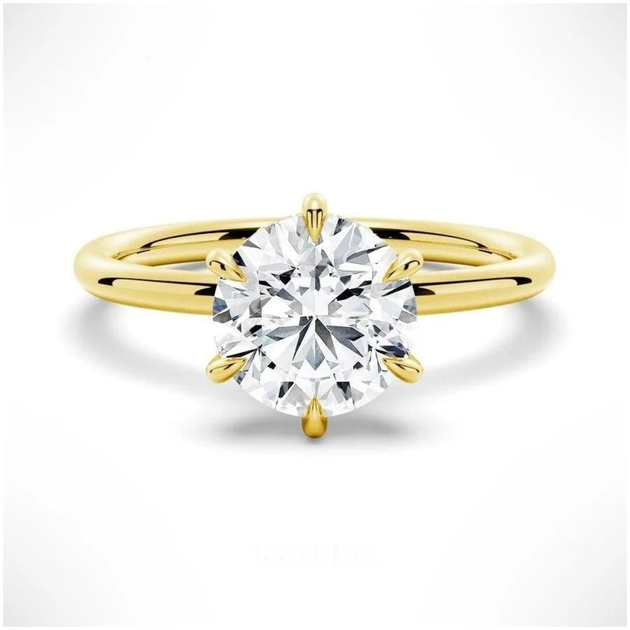 Six-Prong Round Moissanite Solitaire Engagement Ring | Tikonemus Jewelry