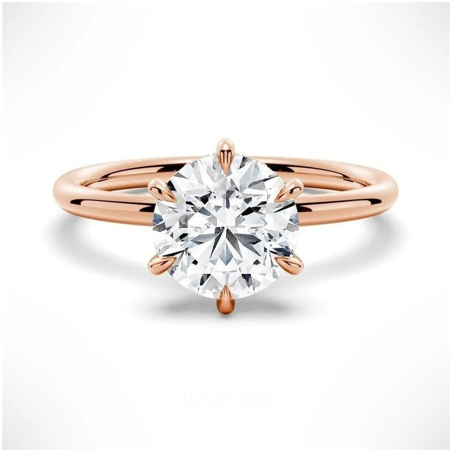 Six-Prong Round Moissanite Solitaire Engagement Ring | Tikonemus Jewelry