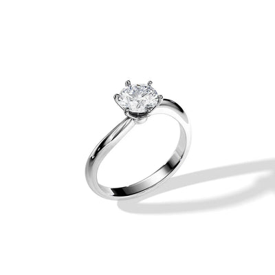 Wave-Style Engagement Ring with Round Moissanite