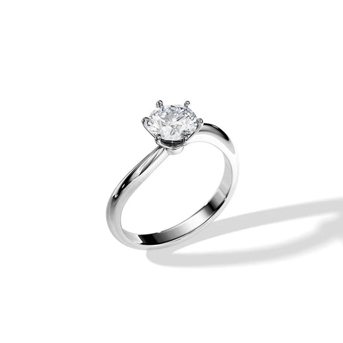 Wave-Style Engagement Ring with Round Moissanite