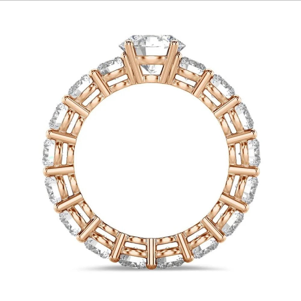 Radiant Unity Eternity Band – Round Solitaire Moissanite Wedding Ring