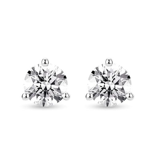 Solitaire Moissanite Stud Earrings in 3-Prong Setting