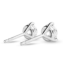 Load image into Gallery viewer, Solitaire Round Moissanite Earrings – 3-Prong Studs in Silver, Gold &amp; Platinum (1–2CT)