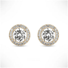 Load image into Gallery viewer, Starburst Design Moissanite Studs in 14K Gold