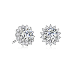 Load image into Gallery viewer, Sunflower Round Moissanite Stud Earrings