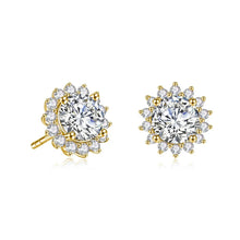 Load image into Gallery viewer, Gold Sunflower-Inspired Moissanite Earrings