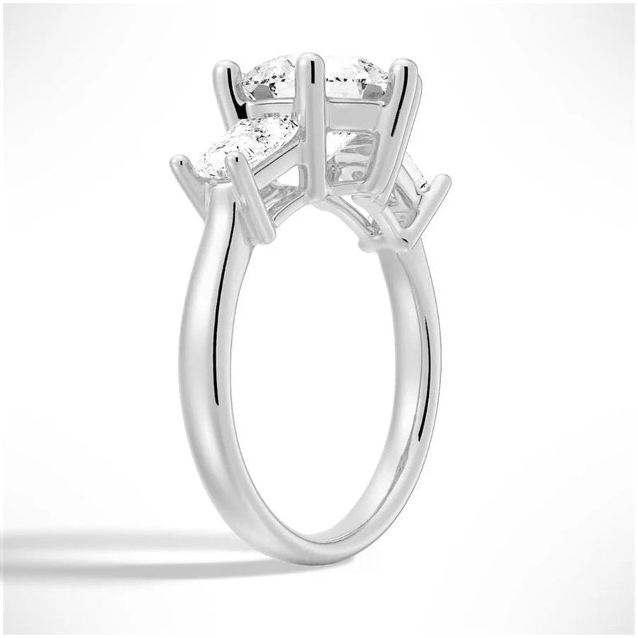 Sophisticated Moissanite Ring with Trio Stone Design