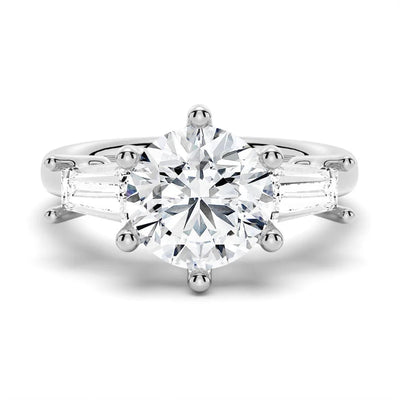 1 Carat Three-Stone Moissanite Engagement Ring in Silver