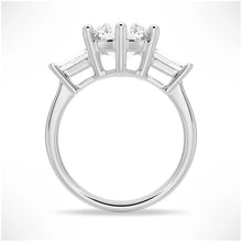 Load image into Gallery viewer, Tapered Baguette Three-Stone Moissanite Ring – Side View