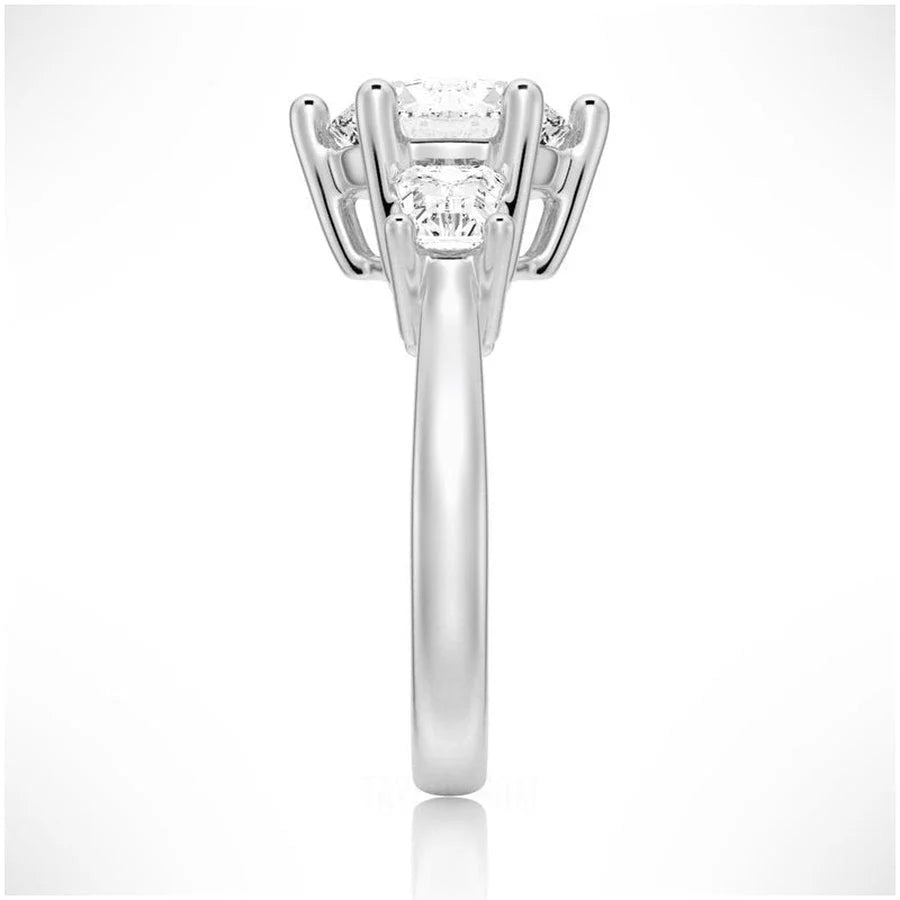 Tapered Baguette Moissanite Side Stones with Round Center