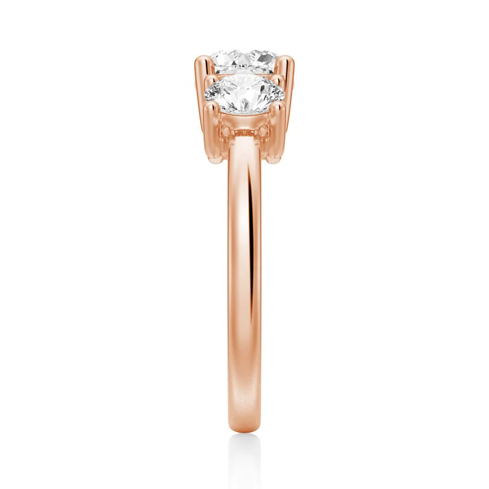 Three Stone Moissanite Wedding Band – Prong Set Ring in Silver, Gold, or Platinum