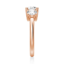 Load image into Gallery viewer, Three Stone Moissanite Wedding Band – Prong Set Ring in Silver, Gold, or Platinum