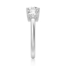 Load image into Gallery viewer, Three Stone Moissanite Wedding Band – Prong Set Ring in Silver, Gold, or Platinum