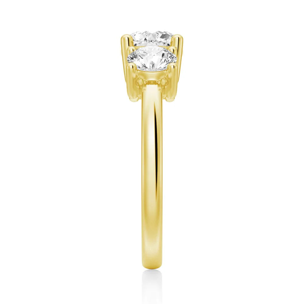 Three Stone Moissanite Wedding Band – Prong Set Ring in Silver, Gold, or Platinum