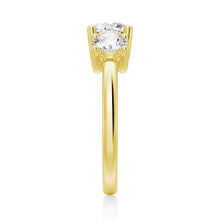 Load image into Gallery viewer, Three Stone Moissanite Wedding Band – Prong Set Ring in Silver, Gold, or Platinum