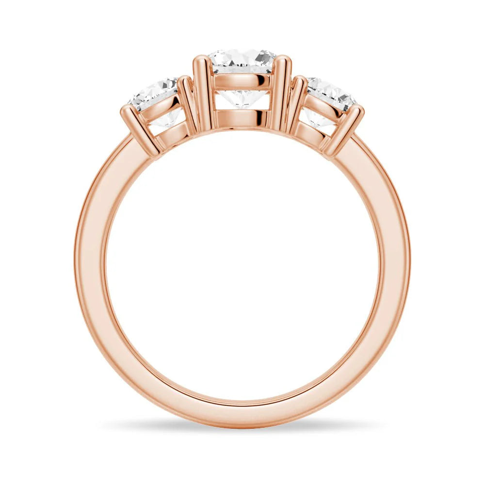Three Stone Moissanite Wedding Band – Prong Set Ring in Silver, Gold, or Platinum