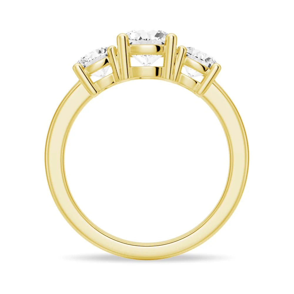 Three Stone Moissanite Wedding Band – Prong Set Ring in Silver, Gold, or Platinum
