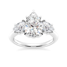 Load image into Gallery viewer, Three Stone Moissanite Engagement Ring with Pear Center