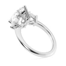 Load image into Gallery viewer, Three Stone Pear Moissanite Ring in Platinum Finish
