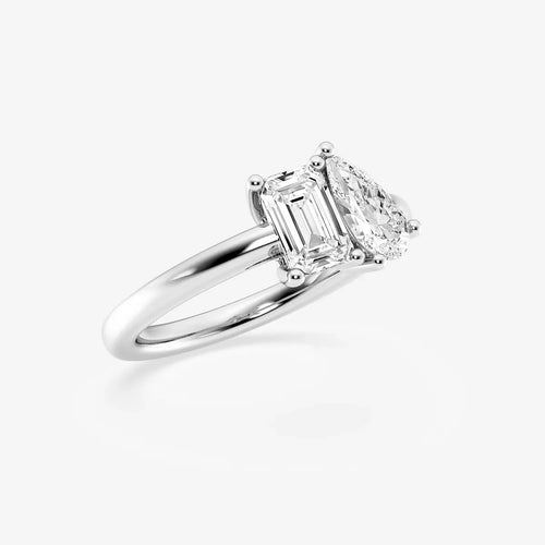 Pear and Emerald Engagement Ring Closeup