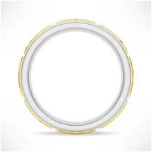 Load image into Gallery viewer, Two-Tone Hammered Men’s Wedding Band – Silver, Gold or Platinum Ring