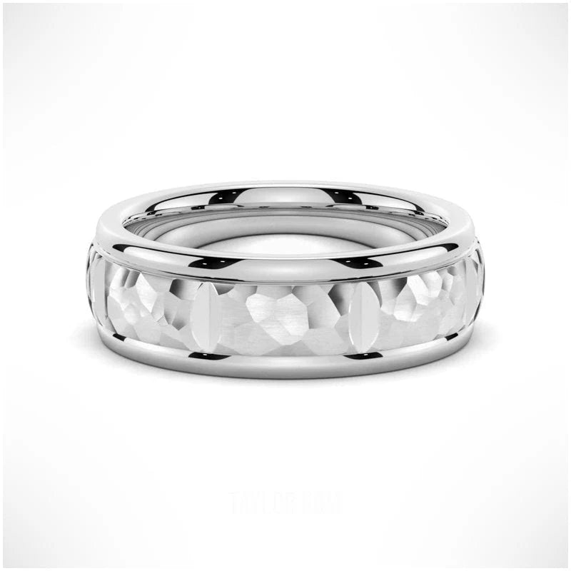 Two-Tone Hammered Men’s Wedding Band