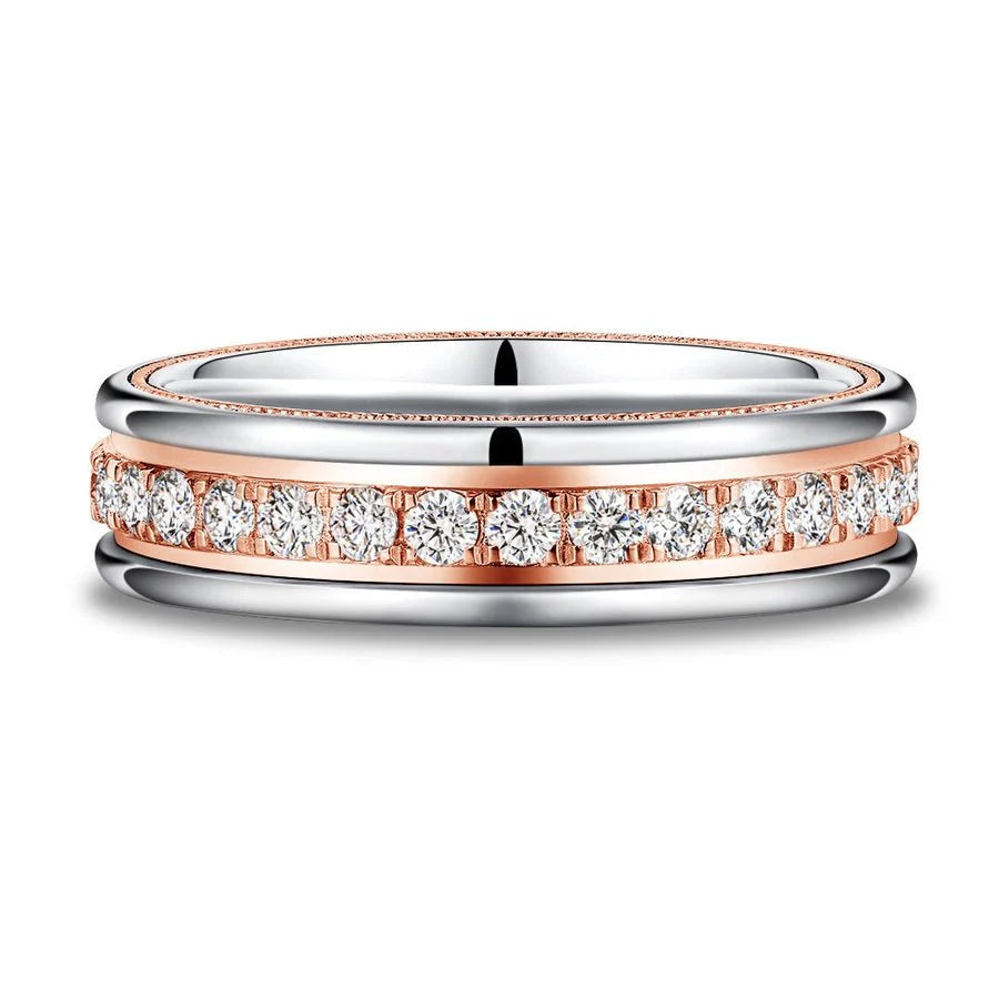 Two-Tone Moissanite Men’s Wedding Band