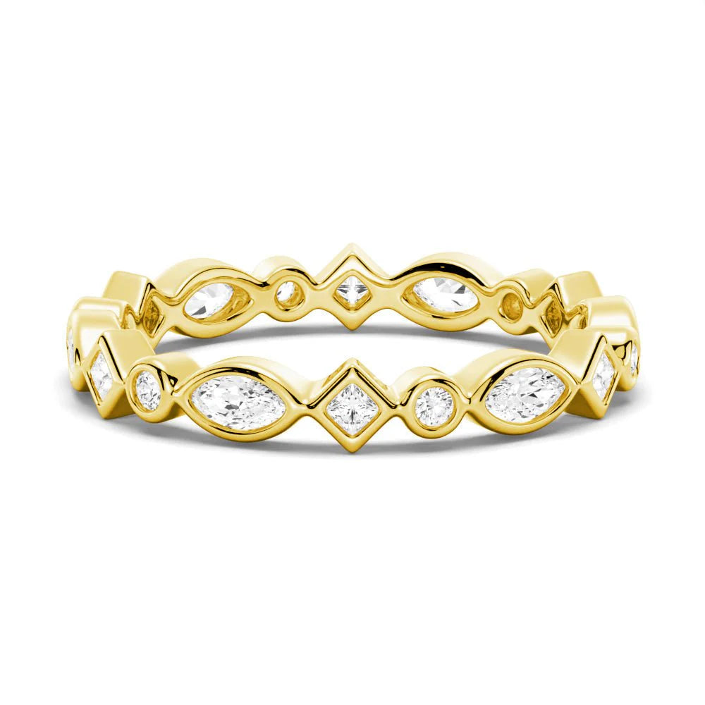 Unique Moissanite Wedding Band in Gold