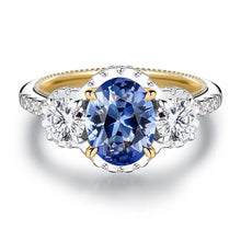 Load image into Gallery viewer, 2 CT Oval Sapphire and Moissanite Engagement Ring